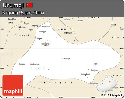 Classic Style Simple Map of Urumqi