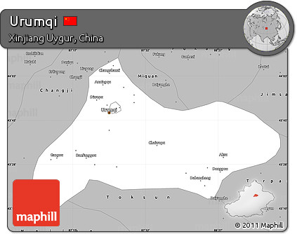 Gray Simple Map of Urumqi