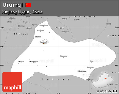 Gray Simple Map of Urumqi