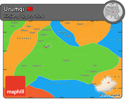 Political Simple Map of Urumqi