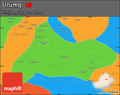 Political Simple Map of Urumqi