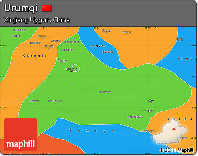 Political Simple Map of Urumqi