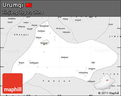 Silver Style Simple Map of Urumqi