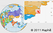 Political Location Map of Yining, highlighted country