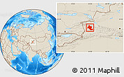 Shaded Relief Location Map of Yining