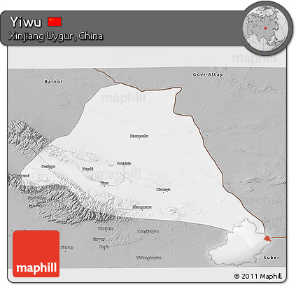 Gray 3D Map of Yiwu