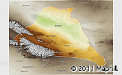 Physical 3D Map of Yiwu, semi-desaturated