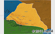 Political 3D Map of Yiwu, darken