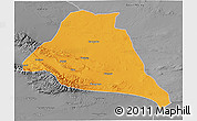 Political 3D Map of Yiwu, desaturated