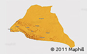 Political 3D Map of Yiwu, single color outside