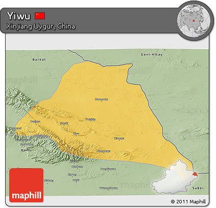 Savanna Style 3D Map of Yiwu