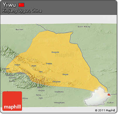 Savanna Style 3D Map of Yiwu