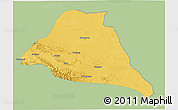 Savanna Style 3D Map of Yiwu, single color outside