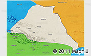 Shaded Relief 3D Map of Yiwu, political outside