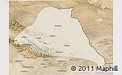 Shaded Relief 3D Map of Yiwu, satellite outside