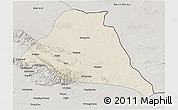 Shaded Relief 3D Map of Yiwu, semi-desaturated