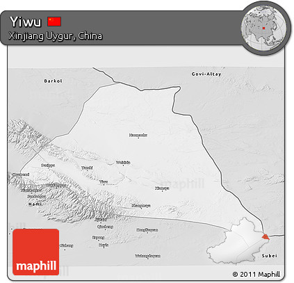 Silver Style 3D Map of Yiwu