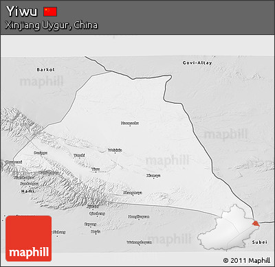 Silver Style 3D Map of Yiwu