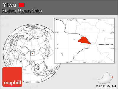 Blank Location Map of Yiwu