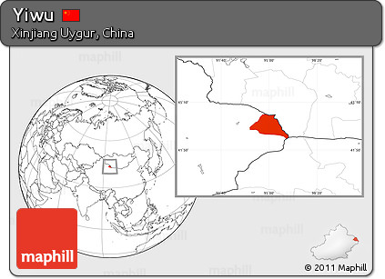 Blank Location Map of Yiwu