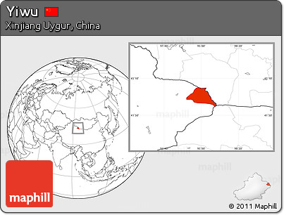 Blank Location Map of Yiwu