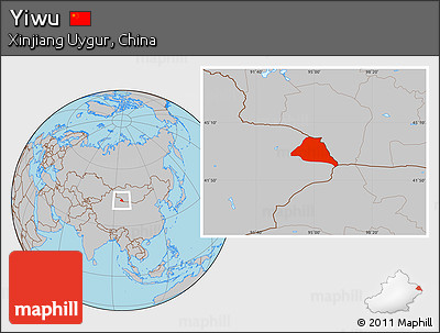 Gray Location Map of Yiwu
