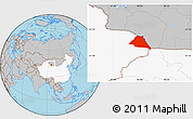 Gray Location Map of Yiwu, highlighted country