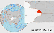 Gray Location Map of Yiwu, highlighted parent region