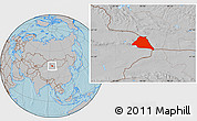 Gray Location Map of Yiwu, hill shading