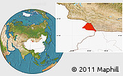 Satellite Location Map of Yiwu, highlighted country