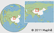 Savanna Style Location Map of Yiwu, highlighted country, within the entire country