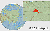 Savanna Style Location Map of Yiwu, hill shading