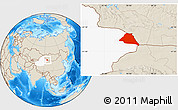Shaded Relief Location Map of Yiwu, highlighted parent region