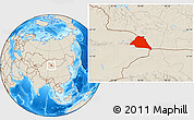 Shaded Relief Location Map of Yiwu