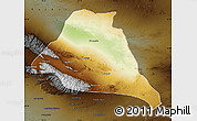 Physical Map of Yiwu, darken