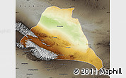 Physical Map of Yiwu, darken, semi-desaturated