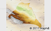 Physical Map of Yiwu, lighten