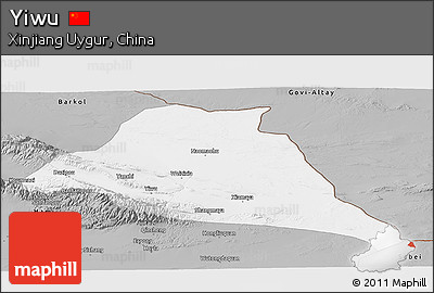Gray Panoramic Map of Yiwu
