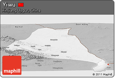 Gray Panoramic Map of Yiwu