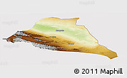 Physical Panoramic Map of Yiwu, cropped outside