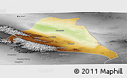 Physical Panoramic Map of Yiwu, desaturated