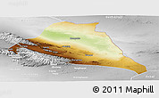 Physical Panoramic Map of Yiwu, lighten, desaturated