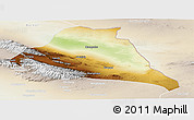 Physical Panoramic Map of Yiwu, lighten