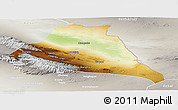 Physical Panoramic Map of Yiwu, lighten, semi-desaturated