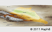 Physical Panoramic Map of Yiwu, semi-desaturated