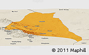 Political Panoramic Map of Yiwu, shaded relief outside