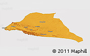 Political Panoramic Map of Yiwu, single color outside