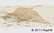Satellite Panoramic Map of Yiwu, shaded relief outside
