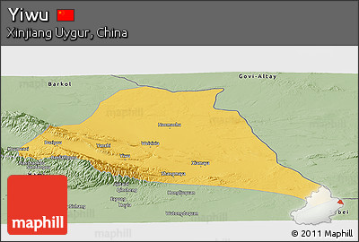 Savanna Style Panoramic Map of Yiwu