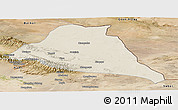 Shaded Relief Panoramic Map of Yiwu, satellite outside